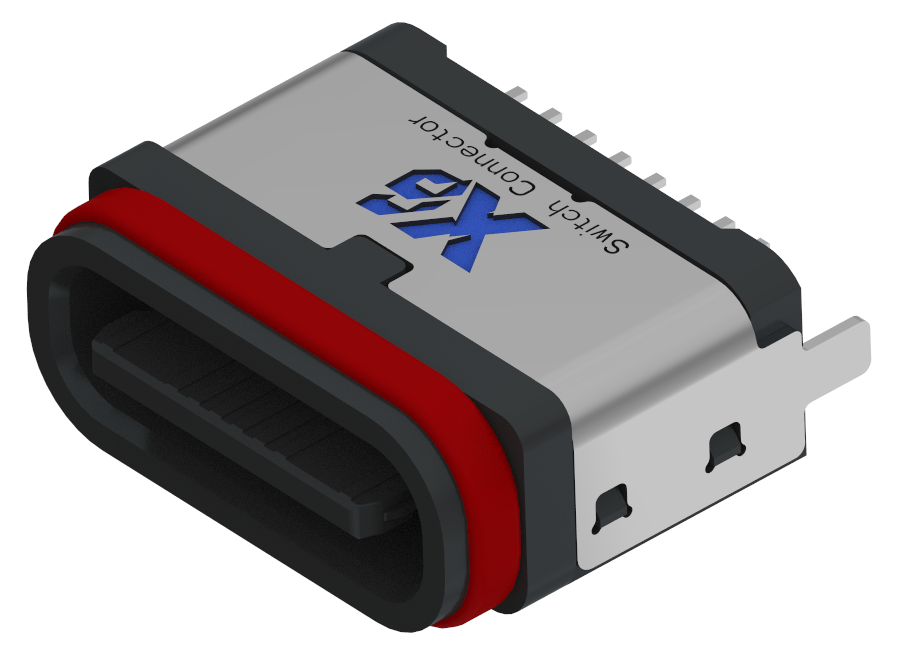 XB-ATCF-16-019 -X TYPE C 16P 防水母座立式插板 L=7.45mm(U型全塑款)